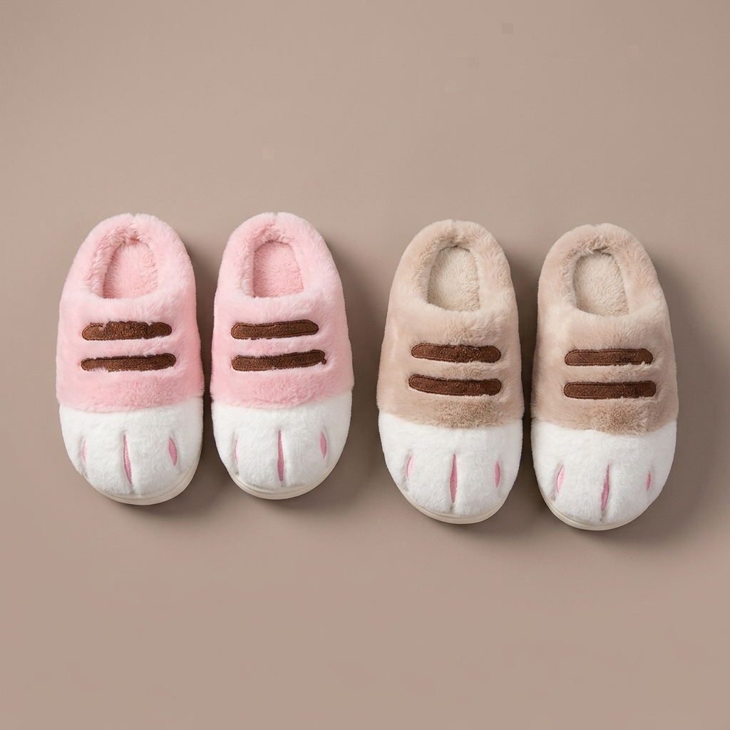 Cat Paw Plush Slippers